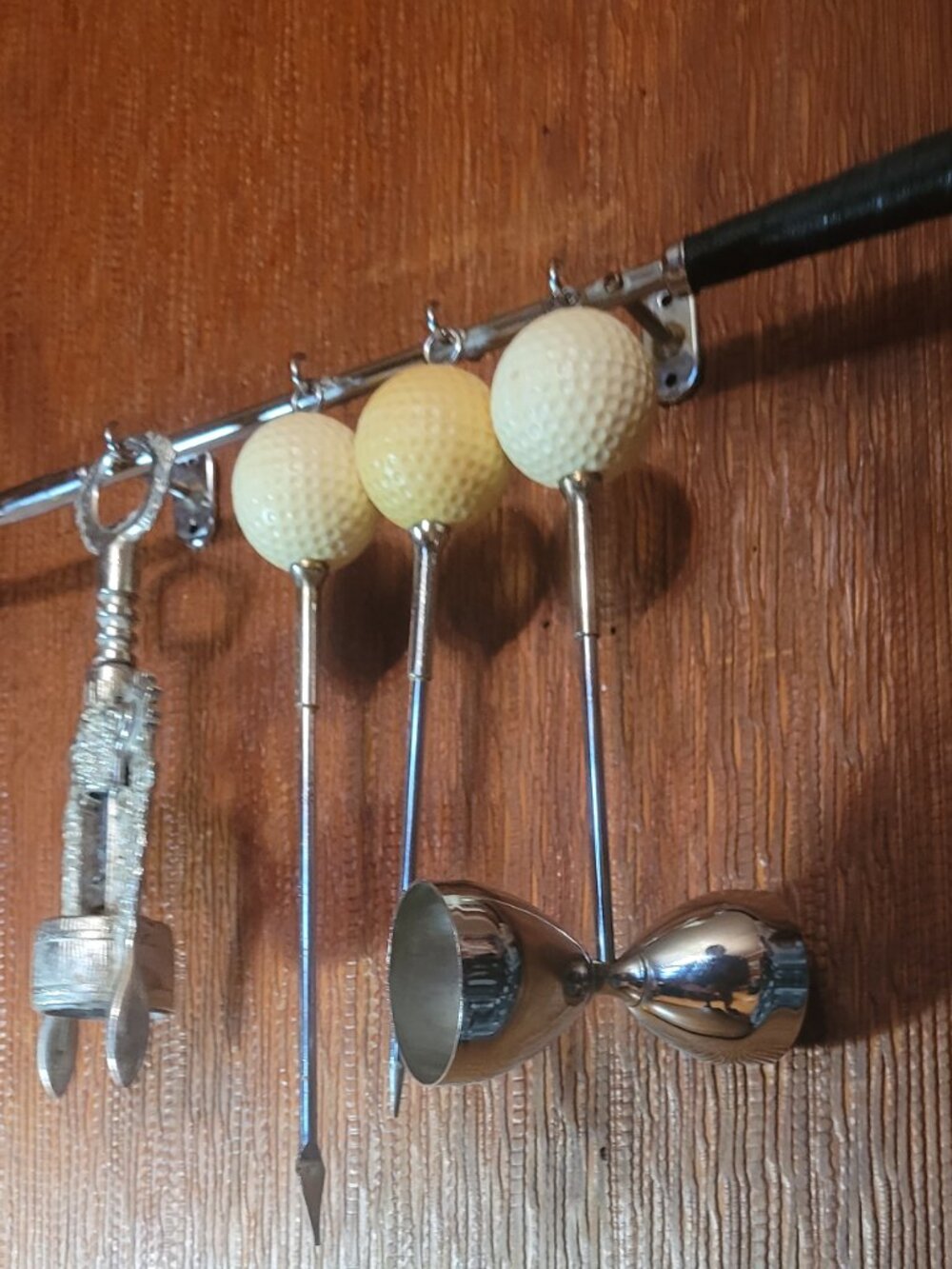 1960s Golf Bar Tool Set Wall Mounted Golf Club Rack